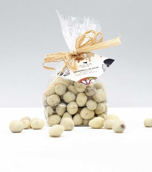 Figues enrobées de chocolat blanc - Enveloppe avec flocons 150g