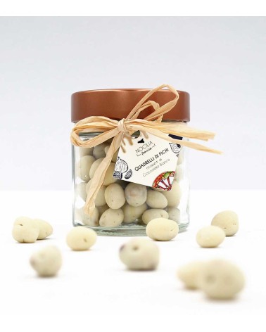 Carrés de figues enrobés de chocolat blanc - Pot 120g