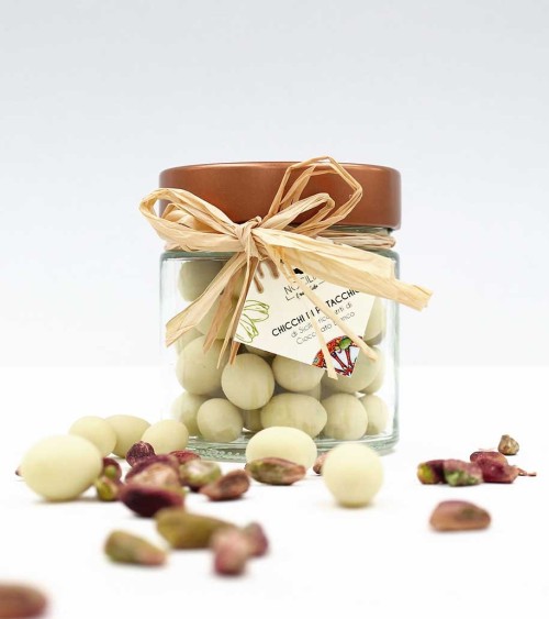 Pistachio Beans Covered in White Chocolate | Jar 120g