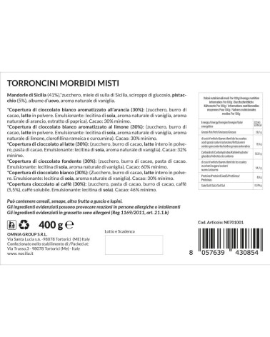 Pure Delight: 400g Dose mit einer Auswahl an gemischten weichen Torroncini | Nocilia